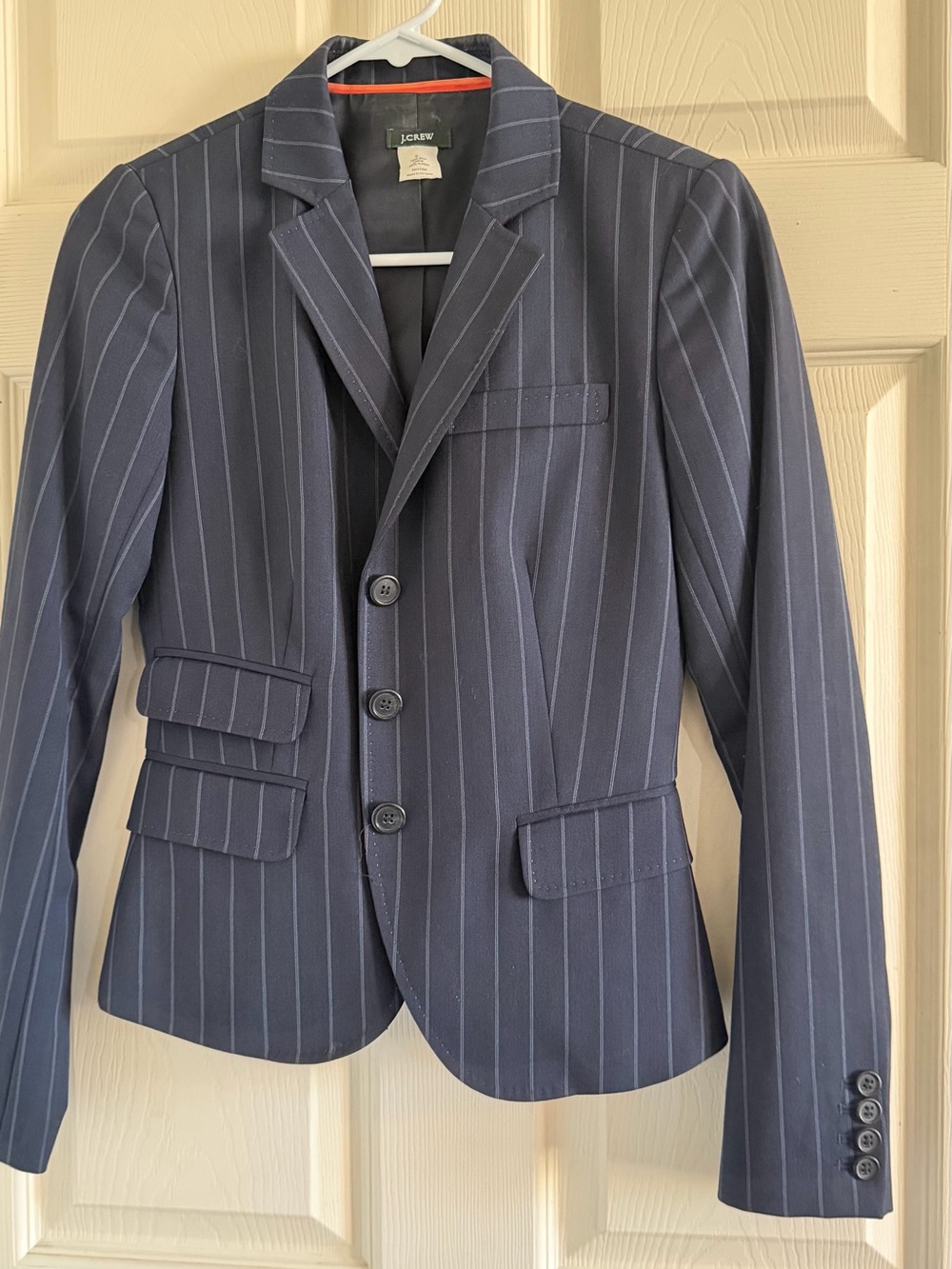 J. Crew Navy Pinstripe Wool Blazer - Picture 2 of 5
